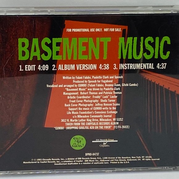 Gumbo Basement Music CD Chrysalis Records 1993 Capitol Records - Picture 4 of 4